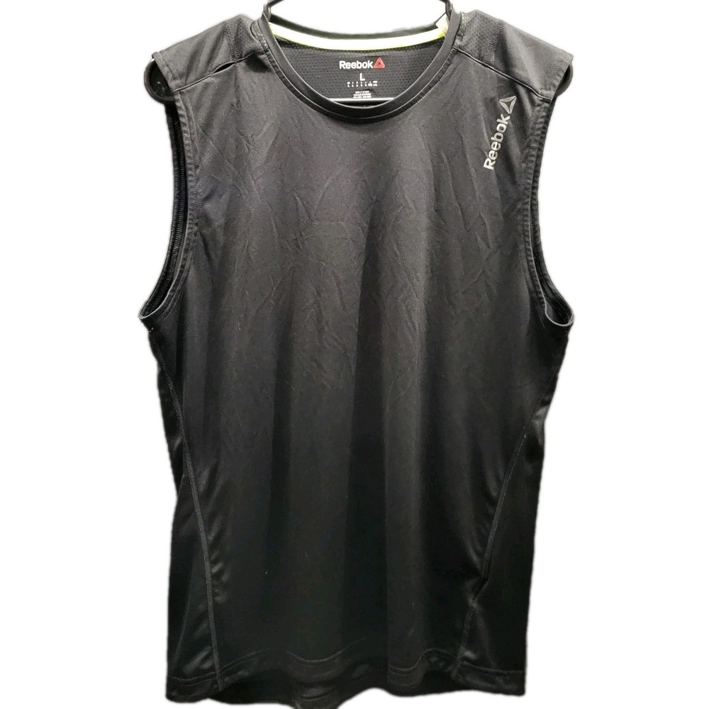 Reebok Mens Tank Top Speedwick Black Large Running Sleeveless Shirt Workout Gym
